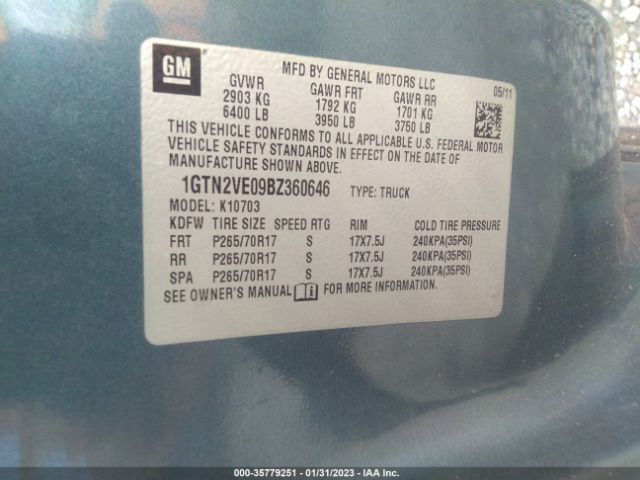 1GTN2VE09BZ360646 GMC Sierra 1500 Sle