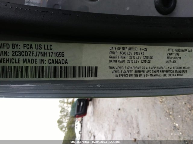 2022 DODGE CHALLENGER R/T SCAT PACK VIN: 2C3CDZFJ7NH171695