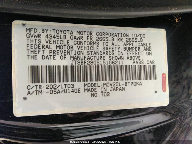 Lexus ES 300 2001 JT8BF28G515106211 Image 11
