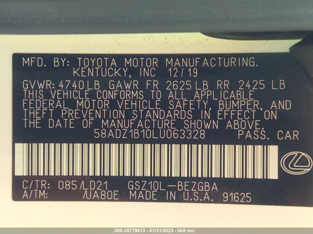 Lexus ES 2020 58ADZ1B10LU063328 Image 10