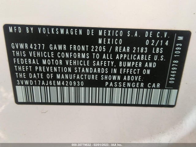 3VWD17AJ6EM420930 Volkswagen Jetta Sedan Se