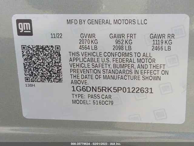 2023 Cadillac CT5, VIN: 1G6DN5RK5P0122631