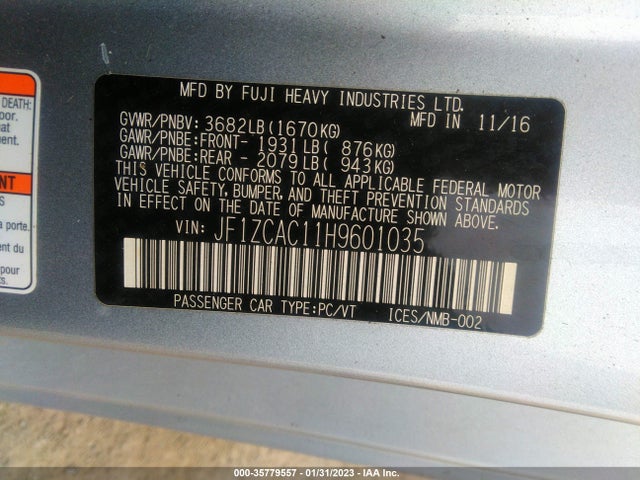 2017 Subaru BRZ, VIN: JF1ZCAC11H9601035
