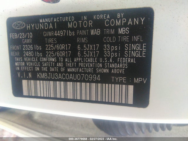 Hyundai Tucson 2010 KM8JU3AC0AU070994 Image 10