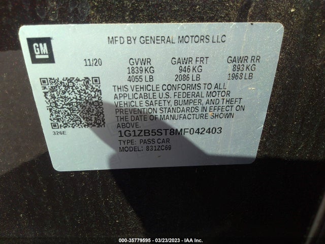 Chevrolet MALIBU LS 2021 1G1ZB5ST8MF042403 Image 9