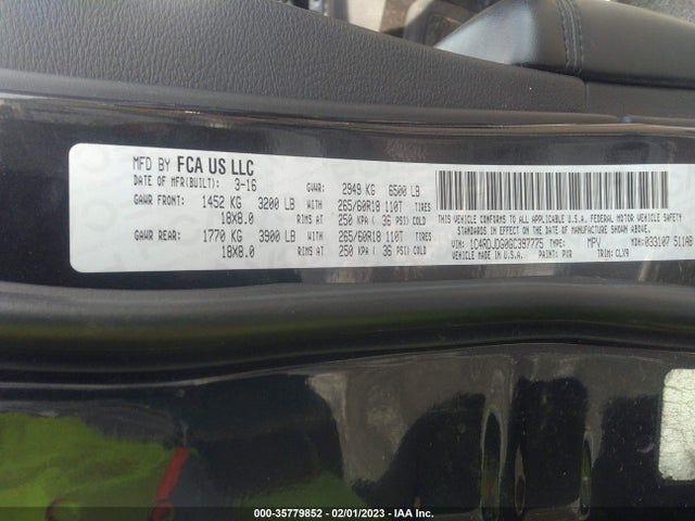 Dodge DURANGO LIMITED 2016 1C4RDJDG0GC397775 Image 9