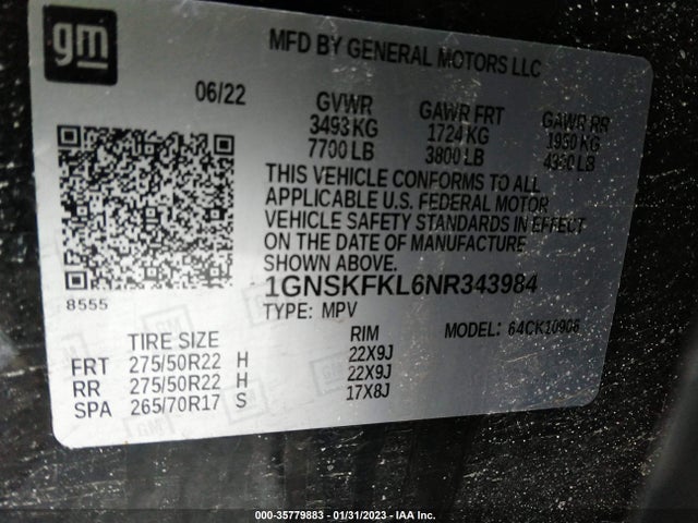 Chevrolet Suburban Premier 2022 1GNSKFKL6NR343984 Image 9
