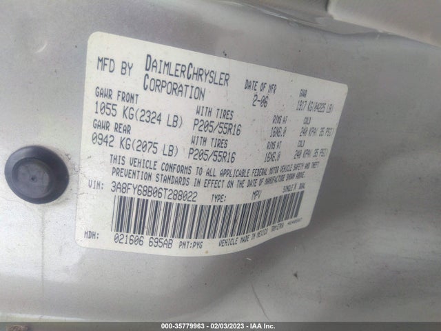 3A8FY68B06T288022 Chrysler Pt Cruiser