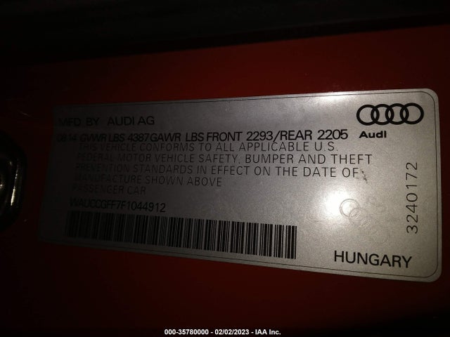 WAUCCGFF7F1044912 Audi A3 1.8t Premium Plus