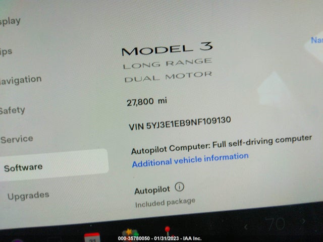 Tesla Model 3 Long Range 2022 5YJ3E1EB9NF109130 Image 7