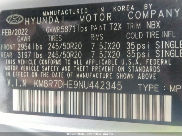 2022 Hyundai Palisade, VIN: KM8R7DHE9NU442345