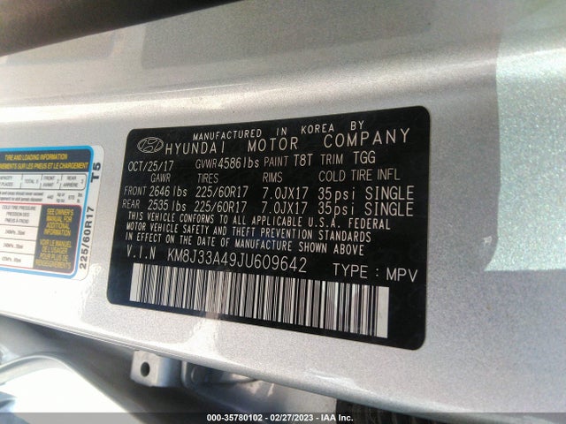 Hyundai TUCSON SEL 2018 KM8J33A49JU609642 Image 9