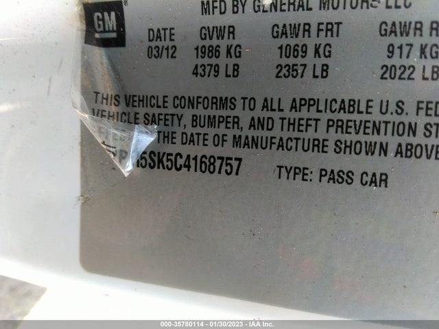 2012 BUICK VERANO CONVENIENCE GROUP VIN: 1G4PR5SK5C4168757