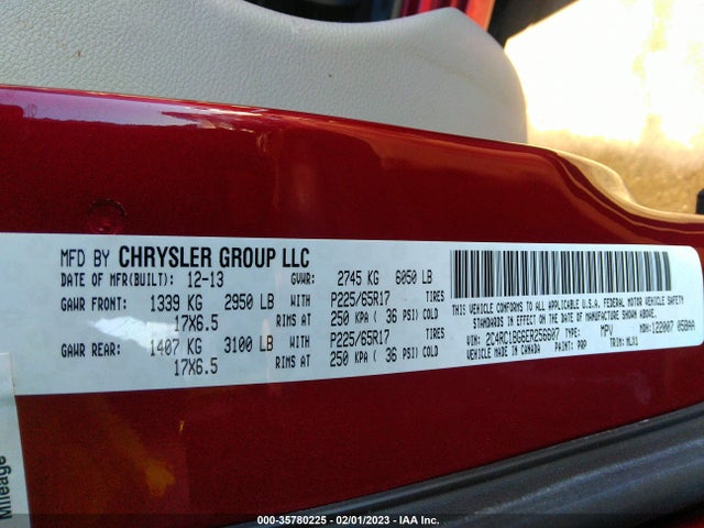 2C4RC1BG6ER256607 Chrysler Town & Country Touring