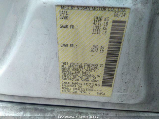 1N4AL3AP9FN307189 Nissan Altima 2.5 S
