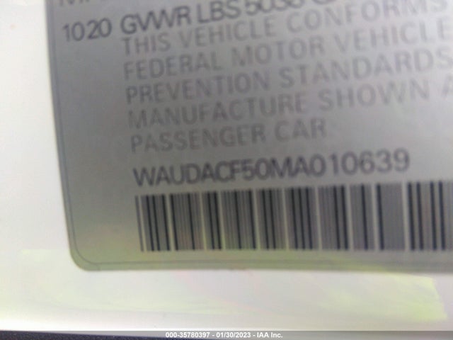 WAUDACF50MA010639 Audi A5 Sportback S Line Premium