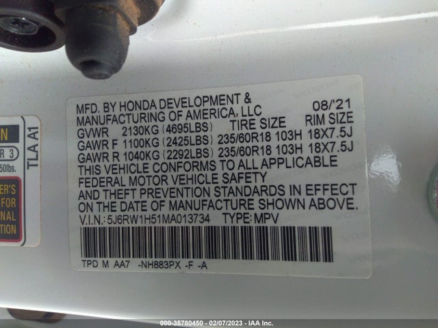 Honda CR-V EX 2021 5J6RW1H51MA013734 Image 9