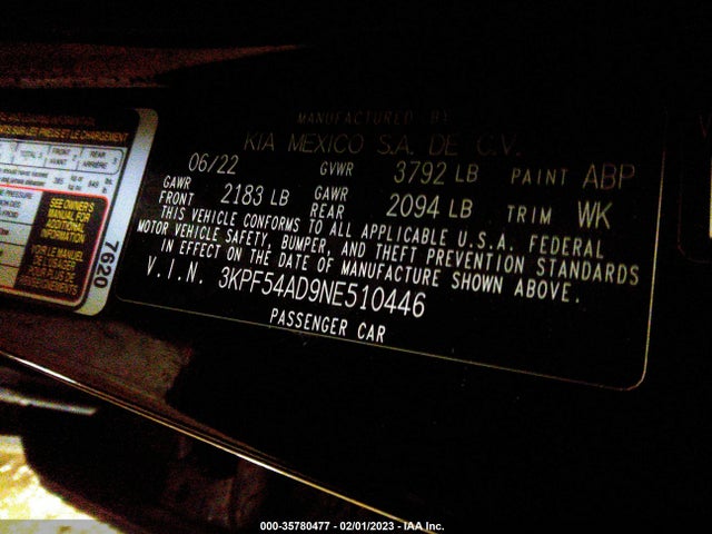 KIA Forte Gt-line 2022 3KPF54AD9NE510446 Image 9