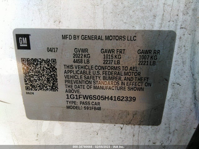 2017 Chevrolet Bolt EV, VIN: 1G1FW6S05H4162339
