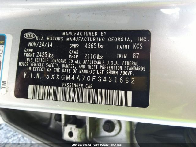 5XXGM4A70FG431662 KIA Optima Lx