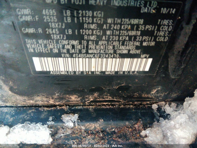 4S4BSANC6F3243410 Subaru Outback 2.5i Limited