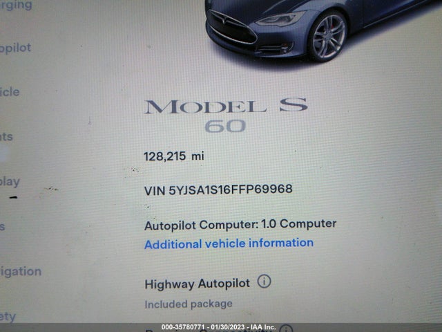 5YJSA1S16FFP69968 Tesla Model S Kwh Battery