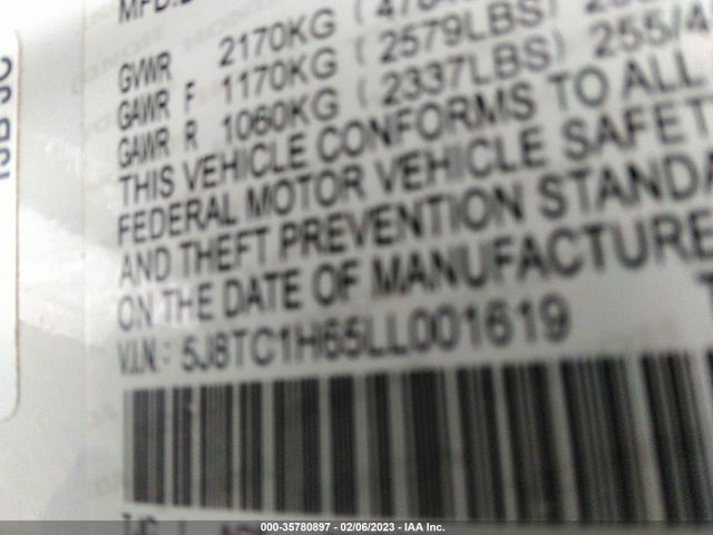 5J8TC1H65LL001619 Acura Rdx W/a-spec Pkg