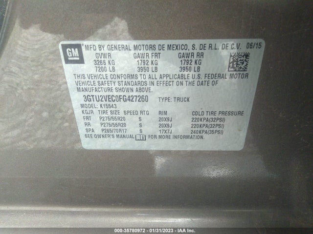 GMC Sierra 1500 Slt 2015 3GTU2VEC0FG427260 Image 9