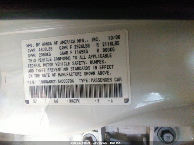 Acura TL 2007 19UUA66217A000704 Image 10