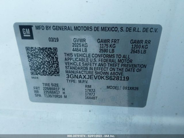 3GNAXJEV0KS628119 Chevrolet Equinox