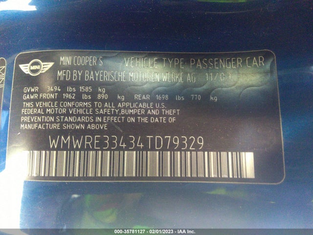 WMWRE33434TD79329 Mini COOPER HARDTOP