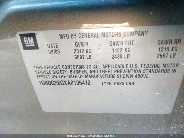 Cadillac CTS SEDAN 2010 1G6DG5EGXA0105472 Image 9