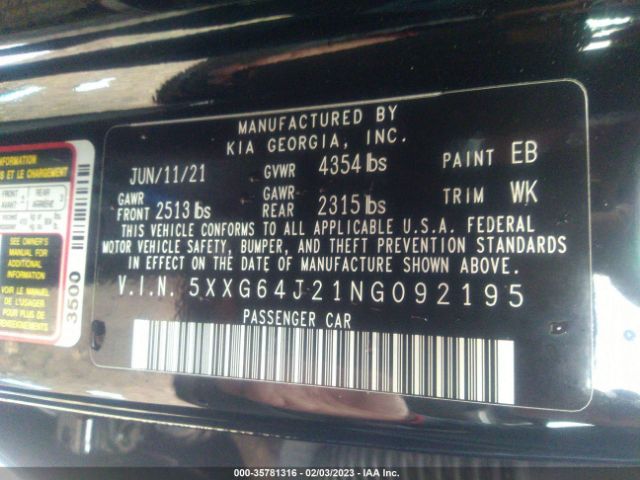 5XXG64J21NG092195 KIA K5 Gt-line