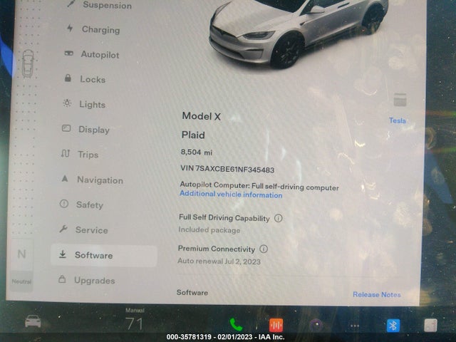 2022 Tesla Model X, VIN: 7SAXCBE61NF345483