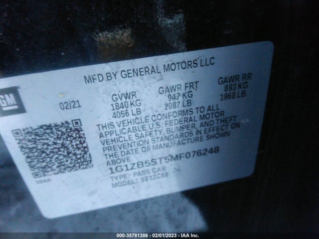 Chevrolet MALIBU LS 2021 1G1ZB5ST5MF076248 Image 9