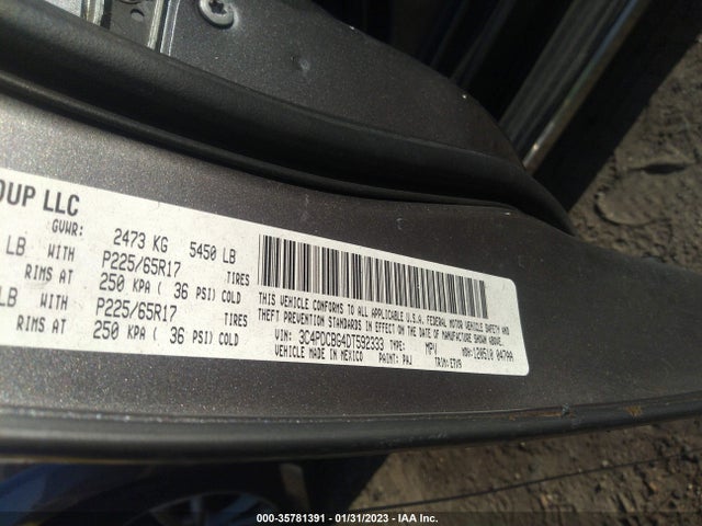 2013 DODGE JOURNEY SXT VIN: 3C4PDCBG4DT592333