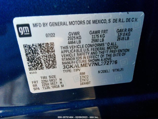 3GKALMEV7NL272776 GMC Terrain Sle