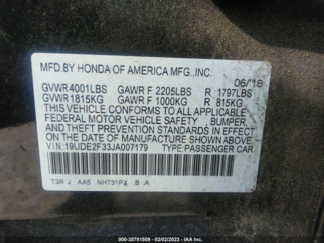 19UDE2F33JA007179 Acura ILX
