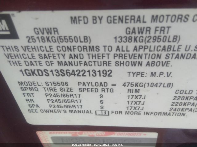 1GKDS13S642213192 GMC Envoy Sle