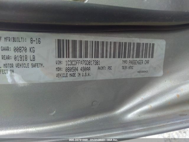 1C3CDFFA7GD817381 Dodge Dart Sxt Sport Blacktop