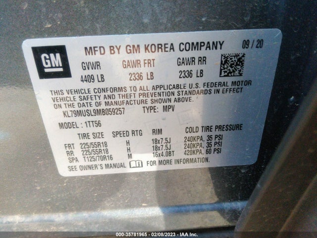 Chevrolet Trailblazer Rs 2021 KL79MUSL9MB059257 Image 9