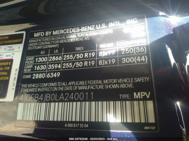 4JGFB4JB0LA240011 Mercedes-Benz Gle Gle 350