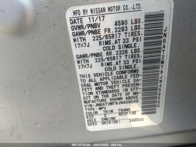 2018 Nissan Rogue, VIN: JN8AT2MT9JW459588
