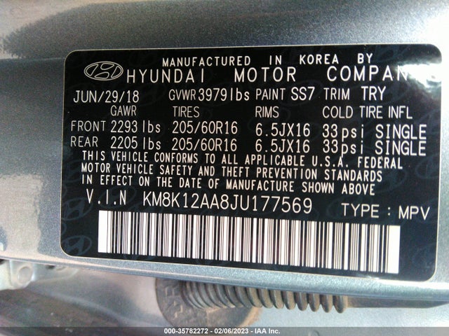 2018 Hyundai Kona, VIN: KM8K12AA8JU177569