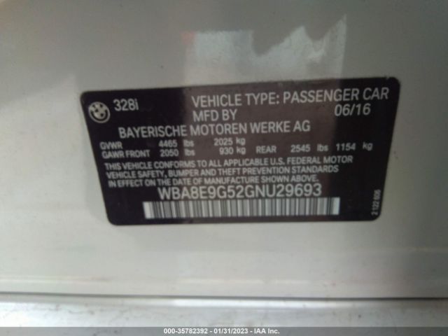 WBA8E9G52GNU29693 BMW 3 Series 328i