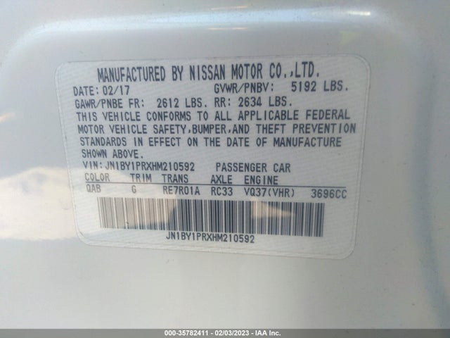 2017 INFINITI Q70L 3.7 VIN: JN1BY1PRXHM210592