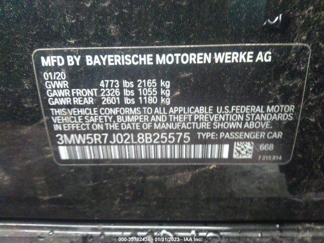2020 BMW 3 Series, VIN: 3MW5R7J02L8B25575