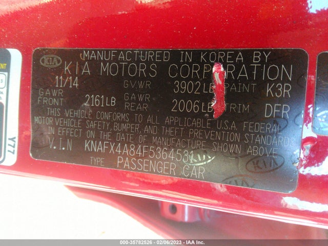 2015 Kia Forte, VIN: KNAFX4A84F5364531