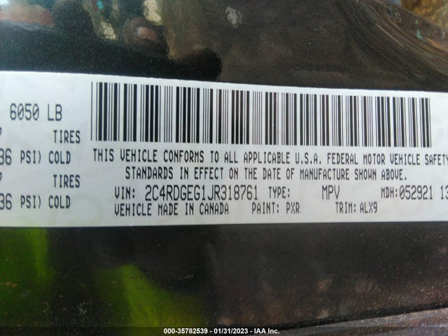 Dodge Grand Caravan Gt 2018 2C4RDGEG1JR318761 Image 11