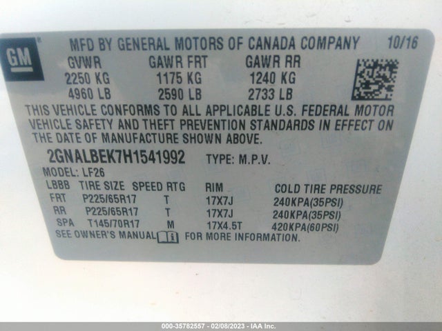 Chevrolet EQUINOX LS 2017 2GNALBEK7H1541992 Image 10